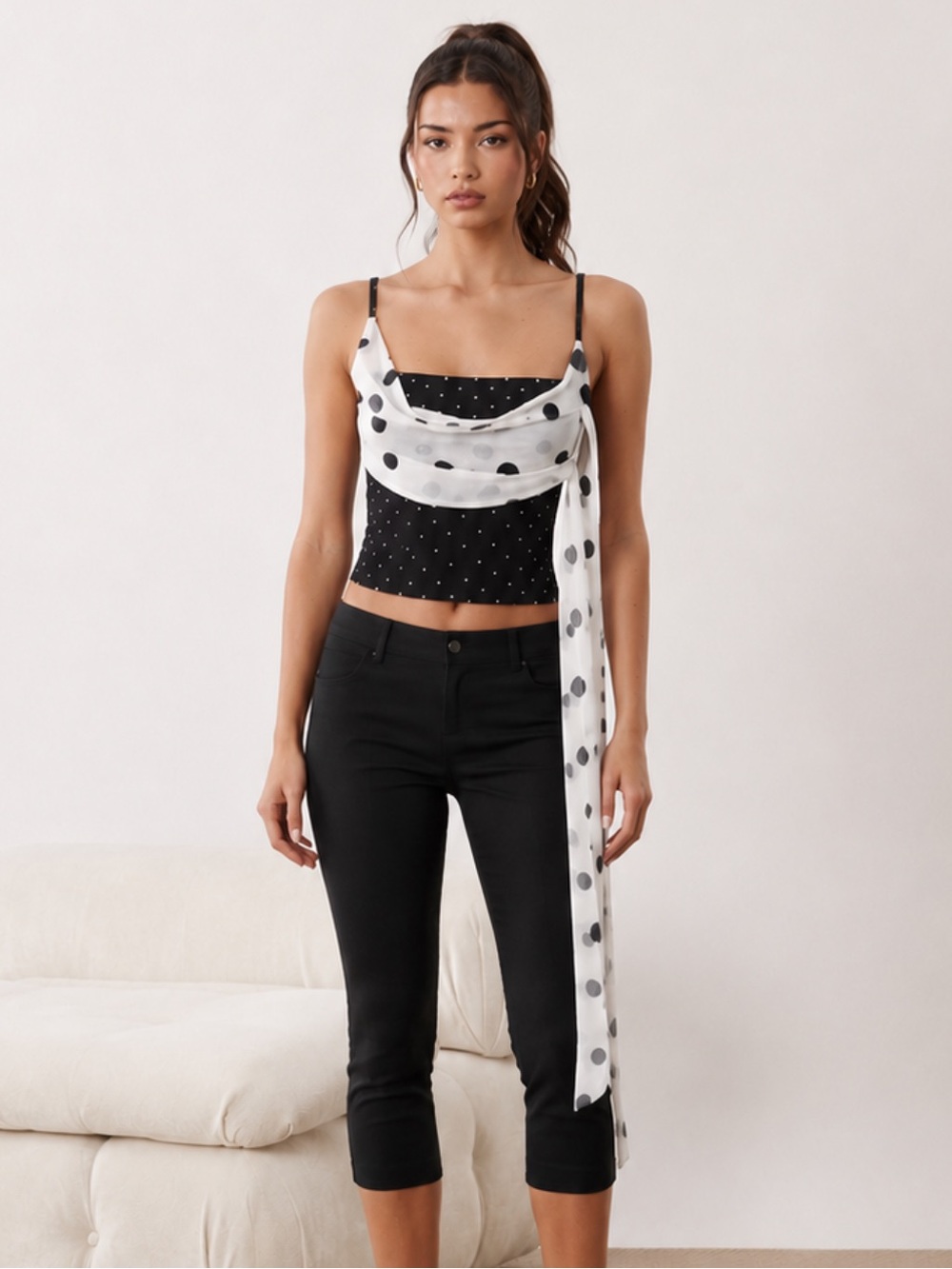 Black Polka Dot Spaghetti Strap top